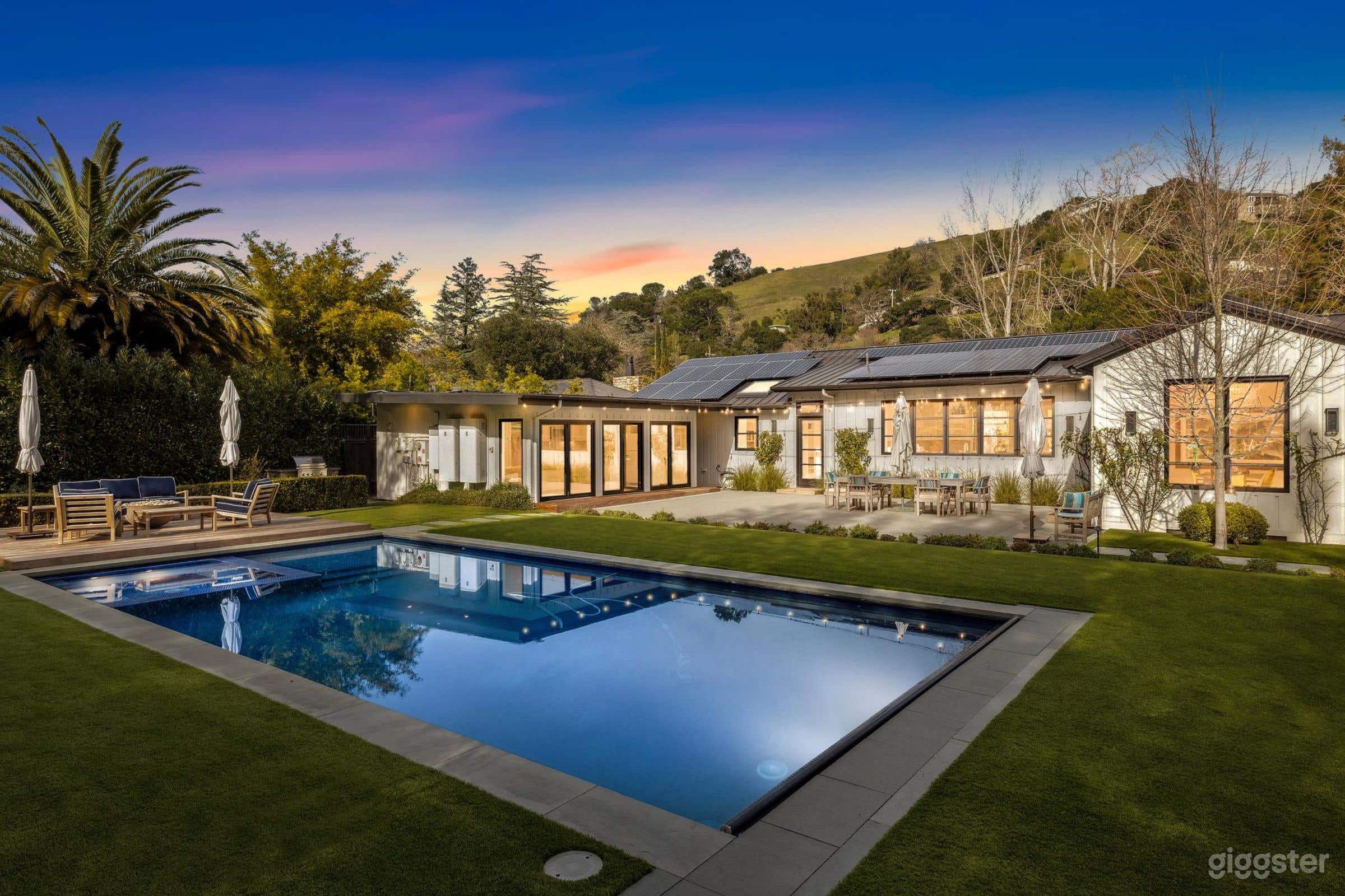 Back yard &amp; pool evening