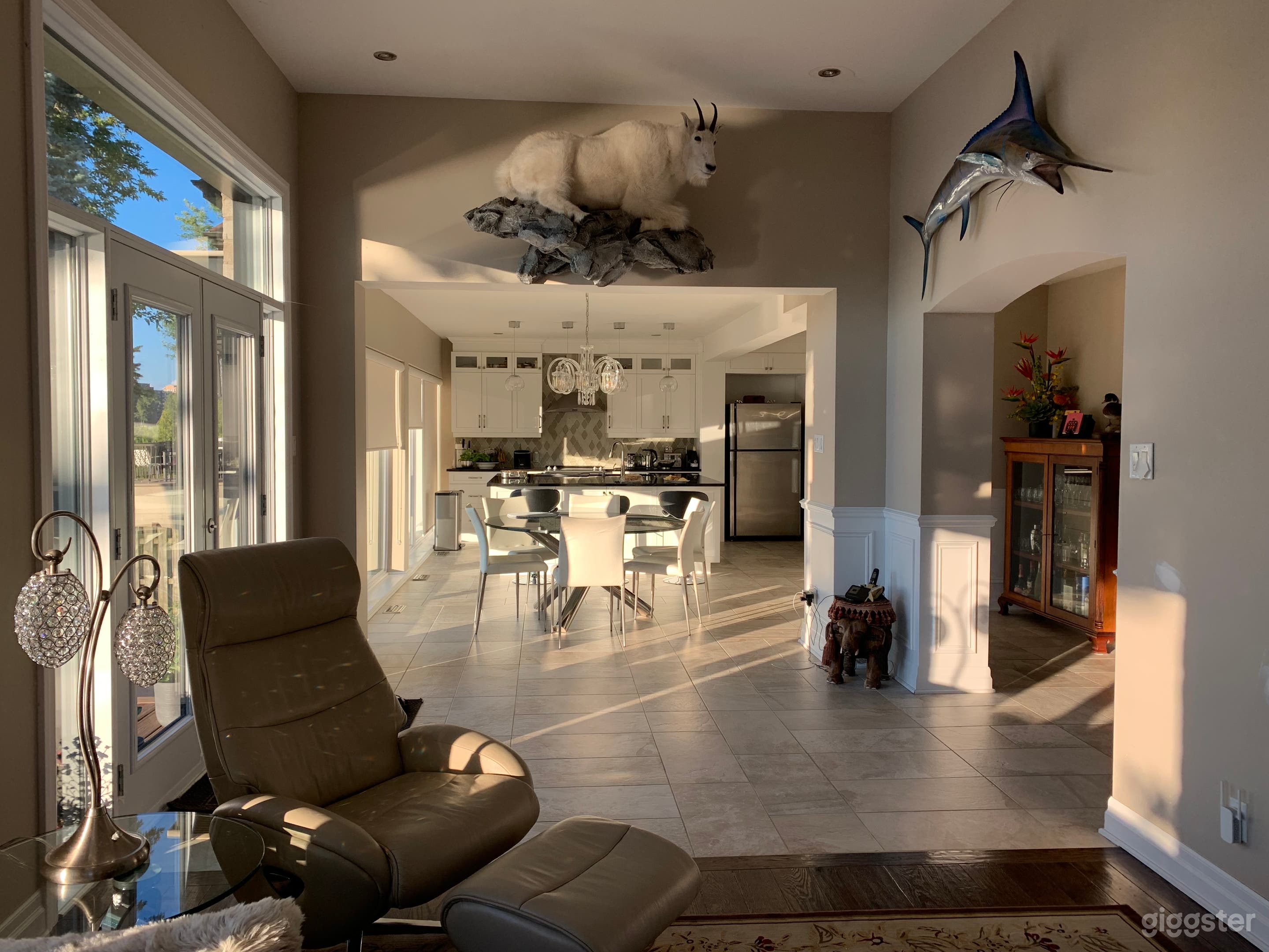 Kitchen and family room