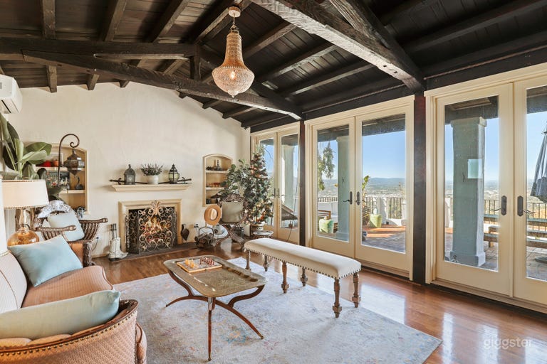  Sitting Room with floor the ceiling doors 
