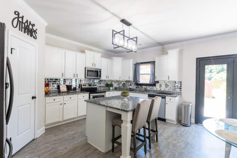  White Chef&#x27;s Kitchen with  Island  
