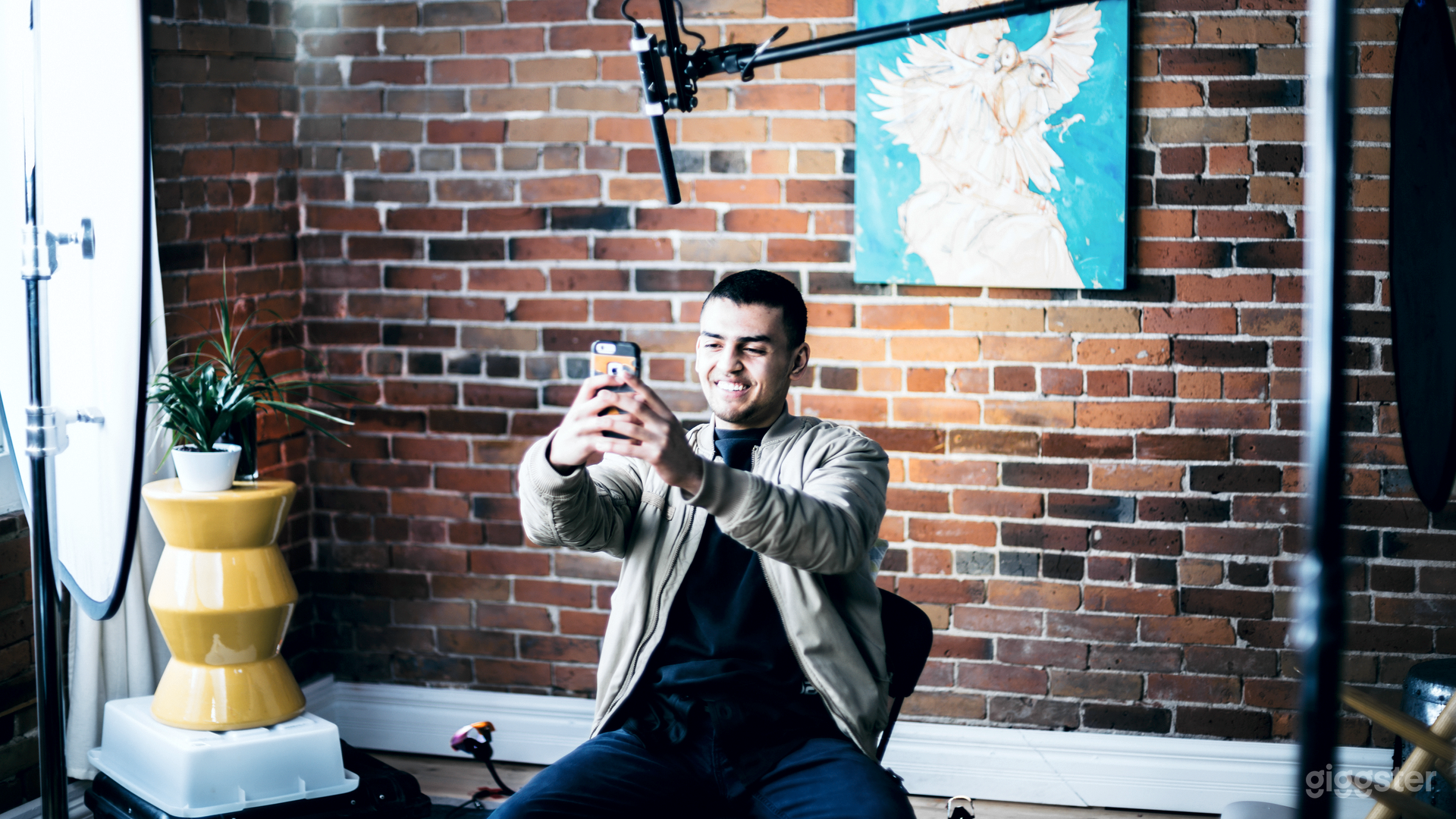 Clear set brick backdrop