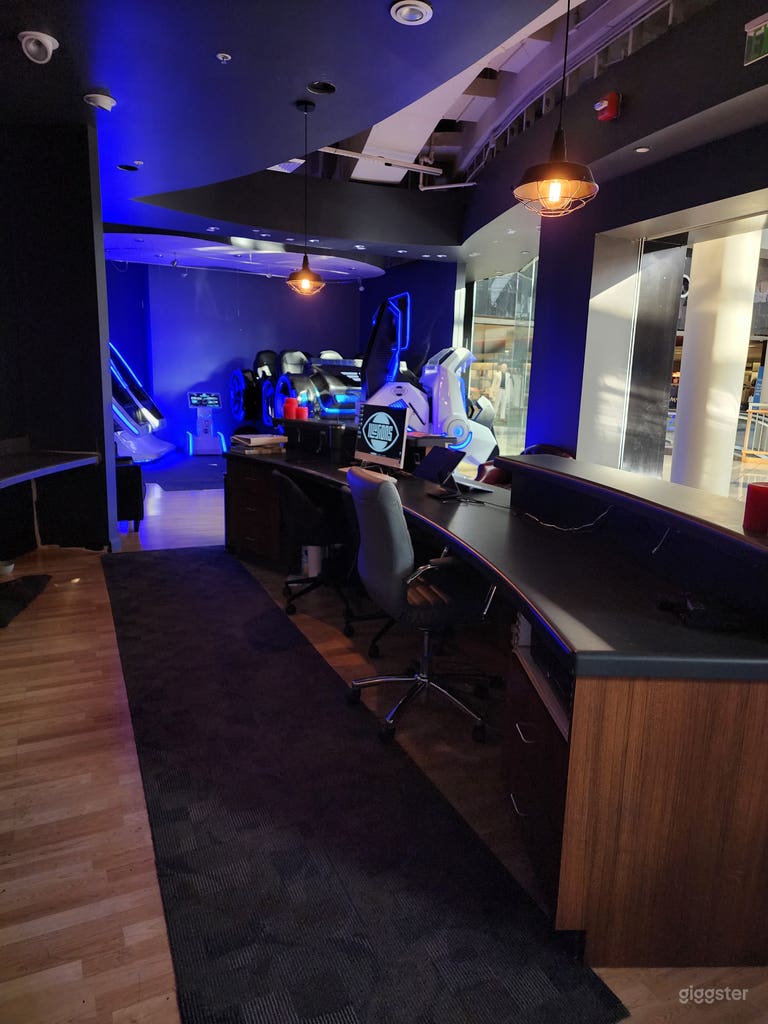  Behind the front desk. 