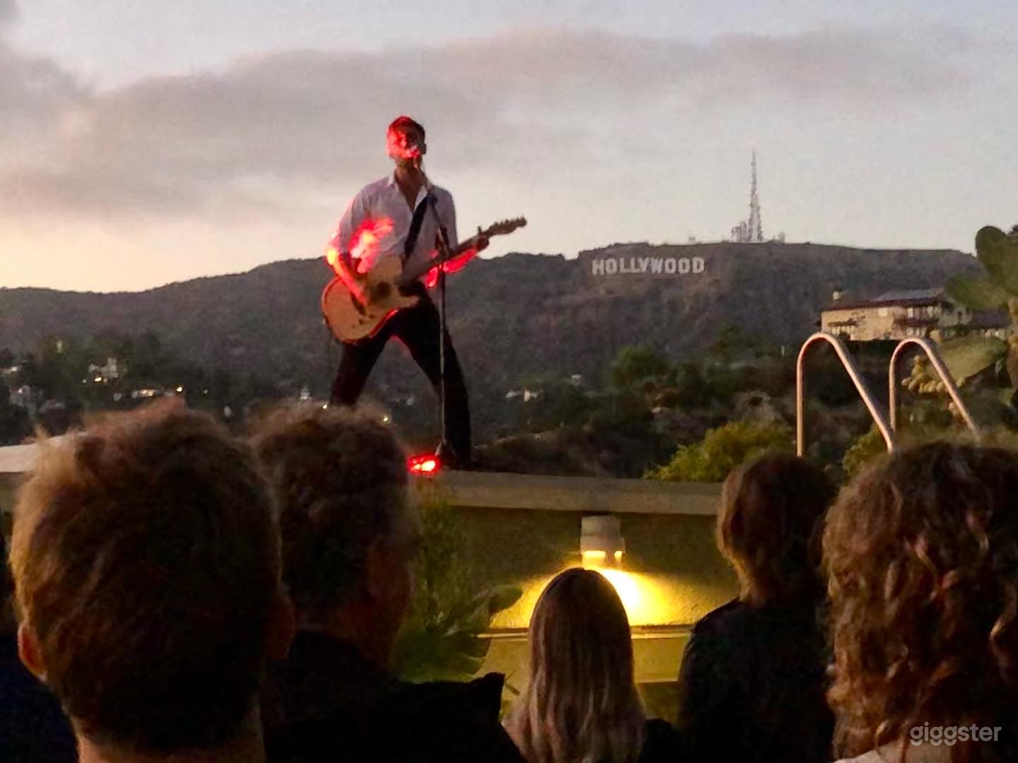 rooftop with Hollywood sign