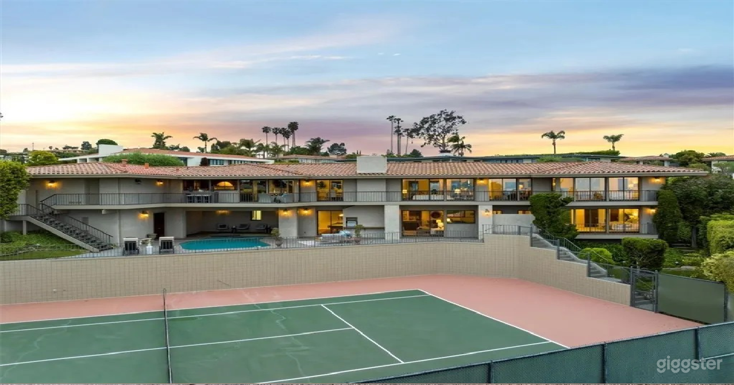 South view of the house and the tennis court