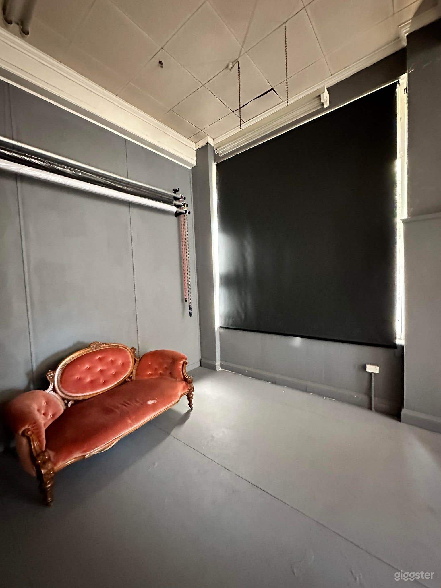 windows, couch and backdrop