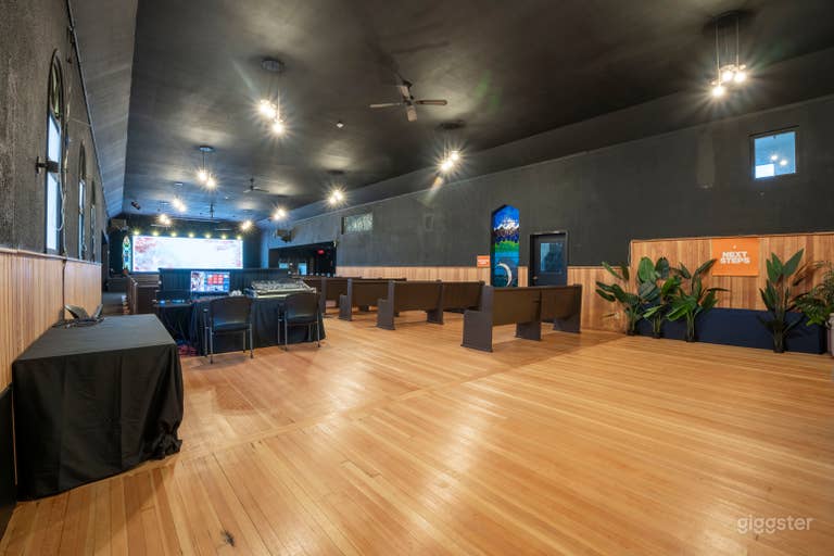  Modern Chapel-Style Event Hall with Stage & Seating 