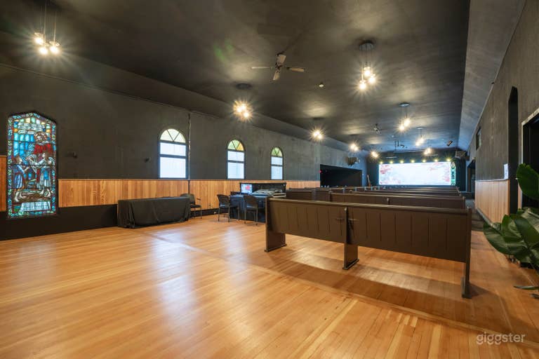  Modern Chapel-Style Event Hall with Stage & Seating 