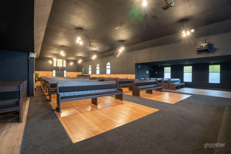  Modern Chapel-Style Event Hall with Stage & Seating 