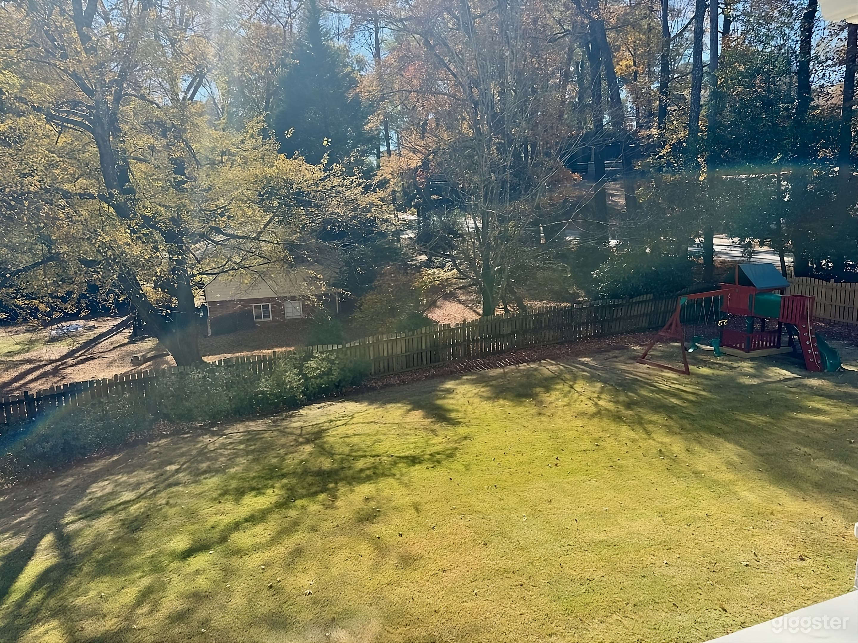 Sunny Lawn Backyard with Playset Photo 2