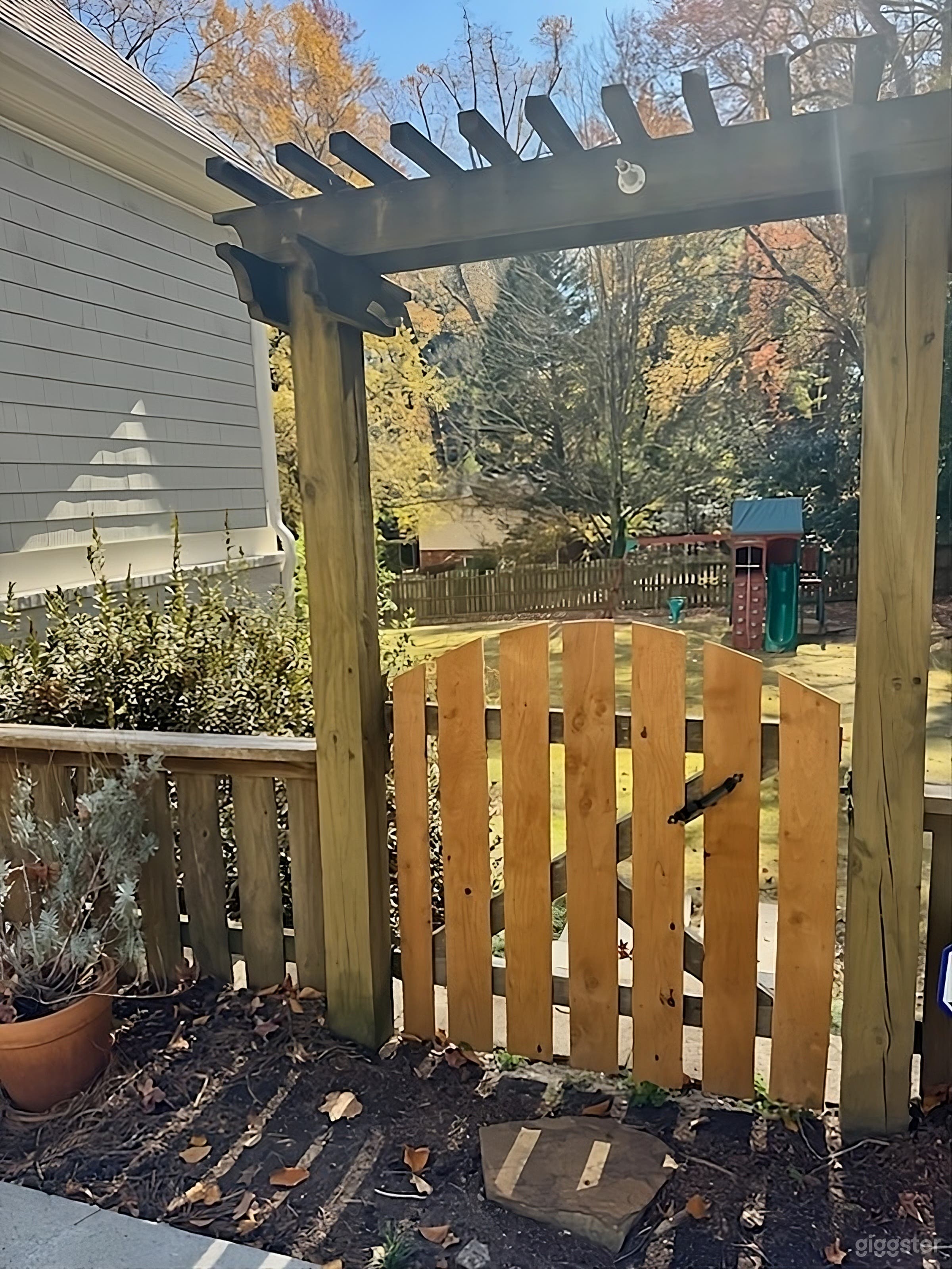 Sunny Lawn Backyard with Playset Photo 4