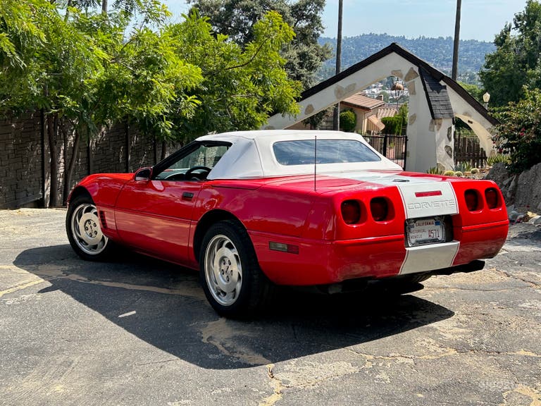  Red and white Corvette convertible sports car 1995 