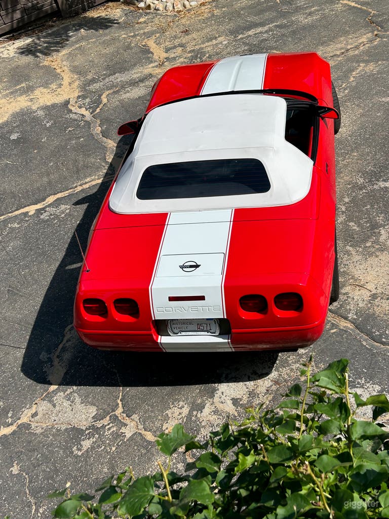  Red and white Corvette convertible sports car 1995 
