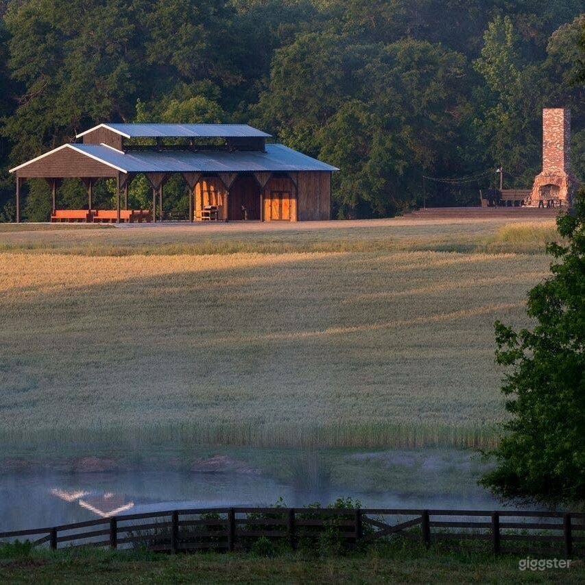 Barn across meadows 