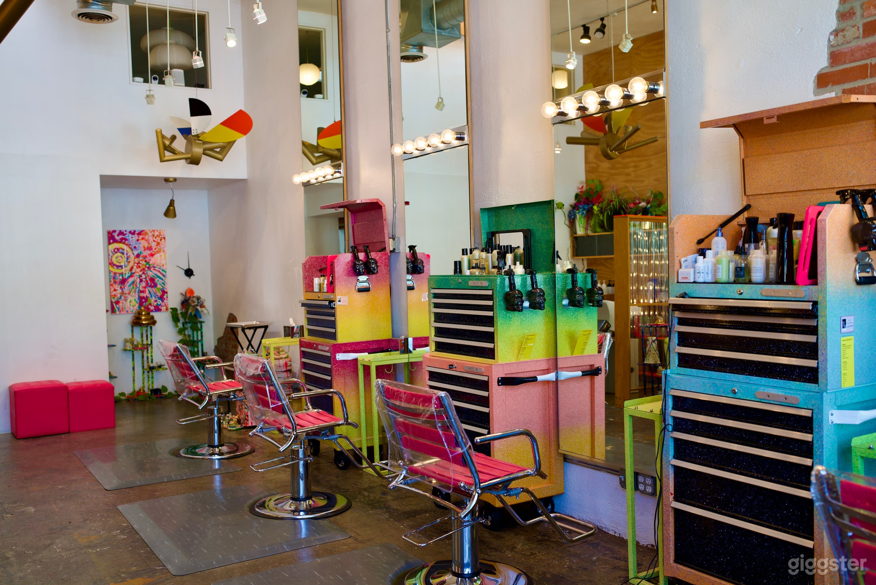 Eclectic Colorful Working Hair Salon with Six Stations Photo 1