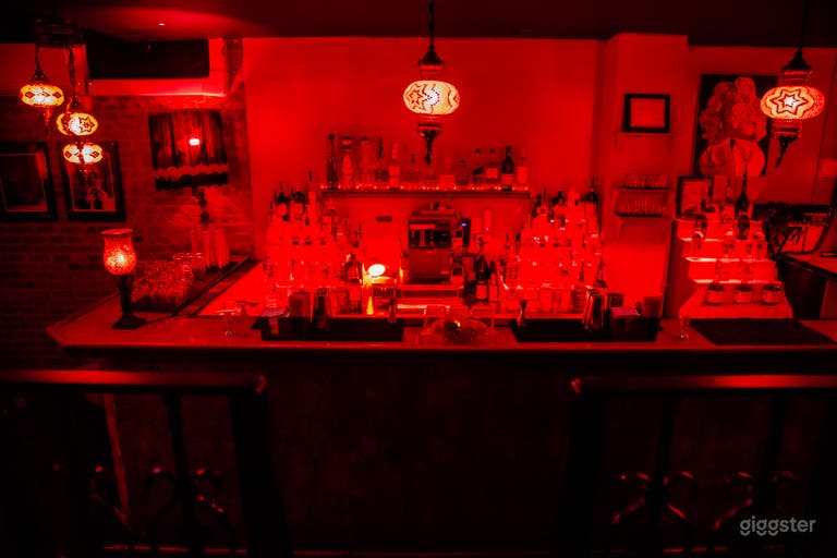  Our bar glows red in the middle of the private party floor.  