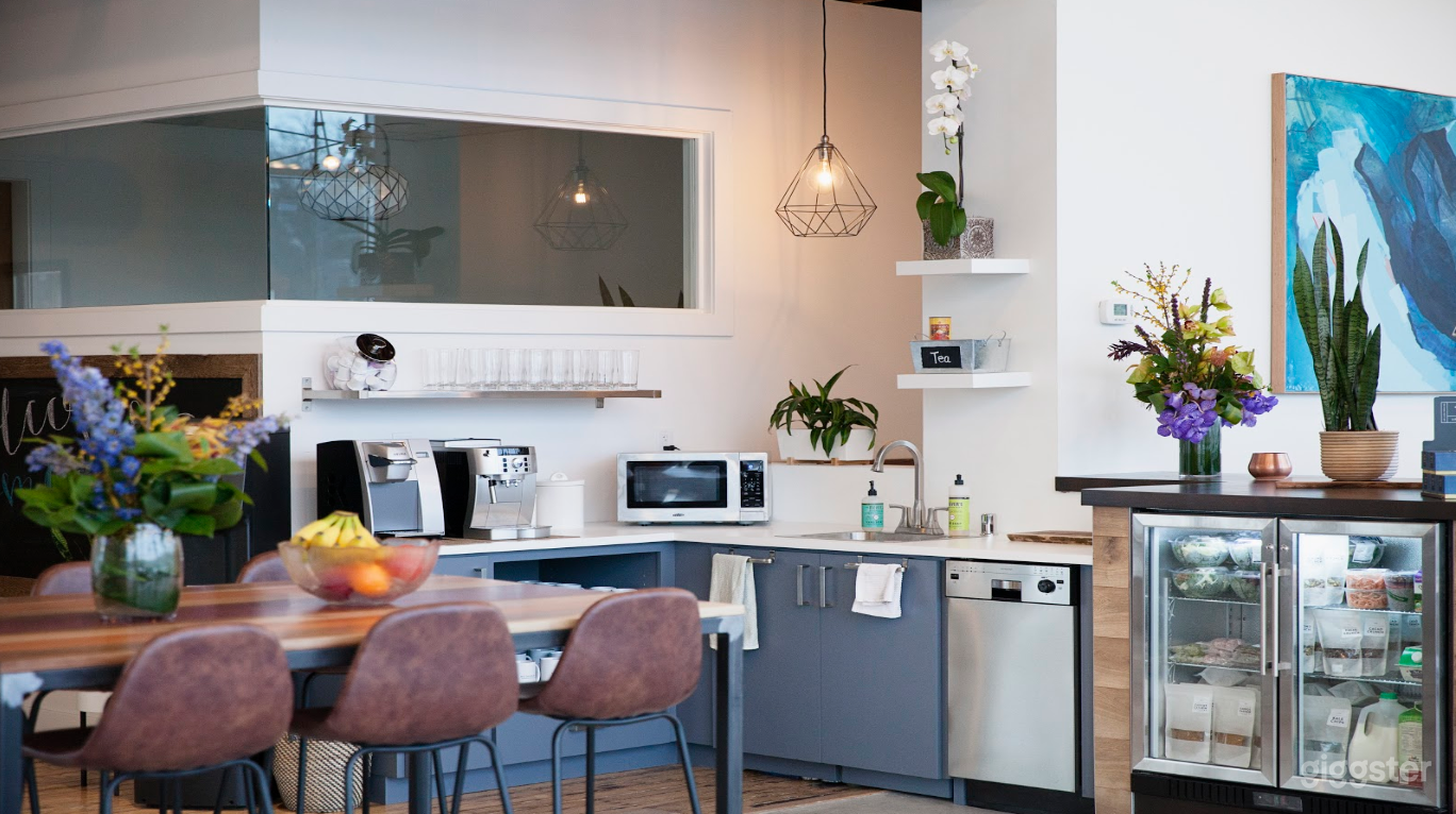 Complementary coffee, tea, water, snack bar