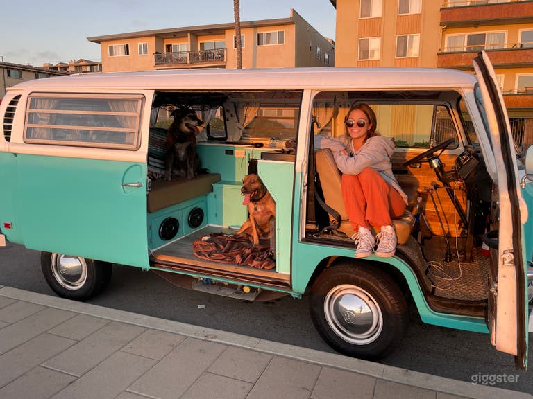  1969 VW Bus Teal and White - Camper Van - Hippy Paradise 