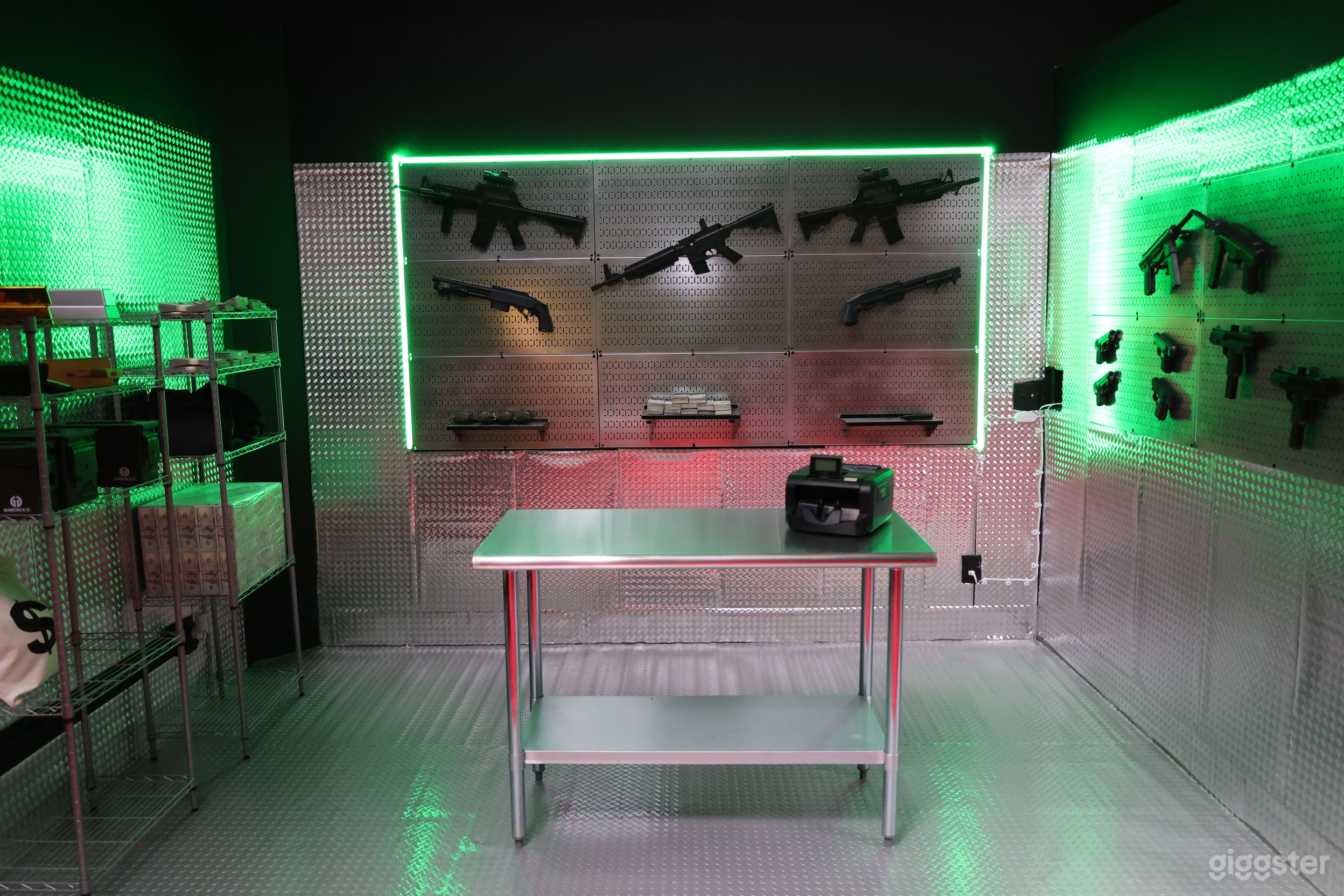 Armory w/ changing LED's, gun props, money stacks/loose money props, money gun, money counter, etc.