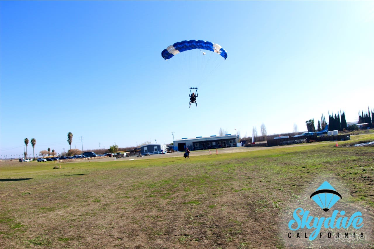 Skydivers landing in our 40 acre open field.