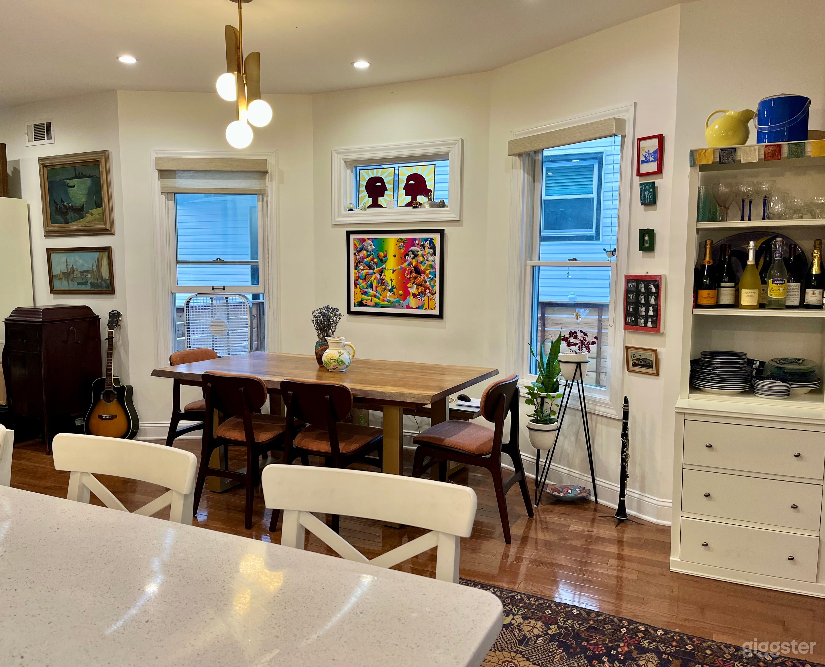 View of dining area from kitchen. Open concept from front to back of house on that side.