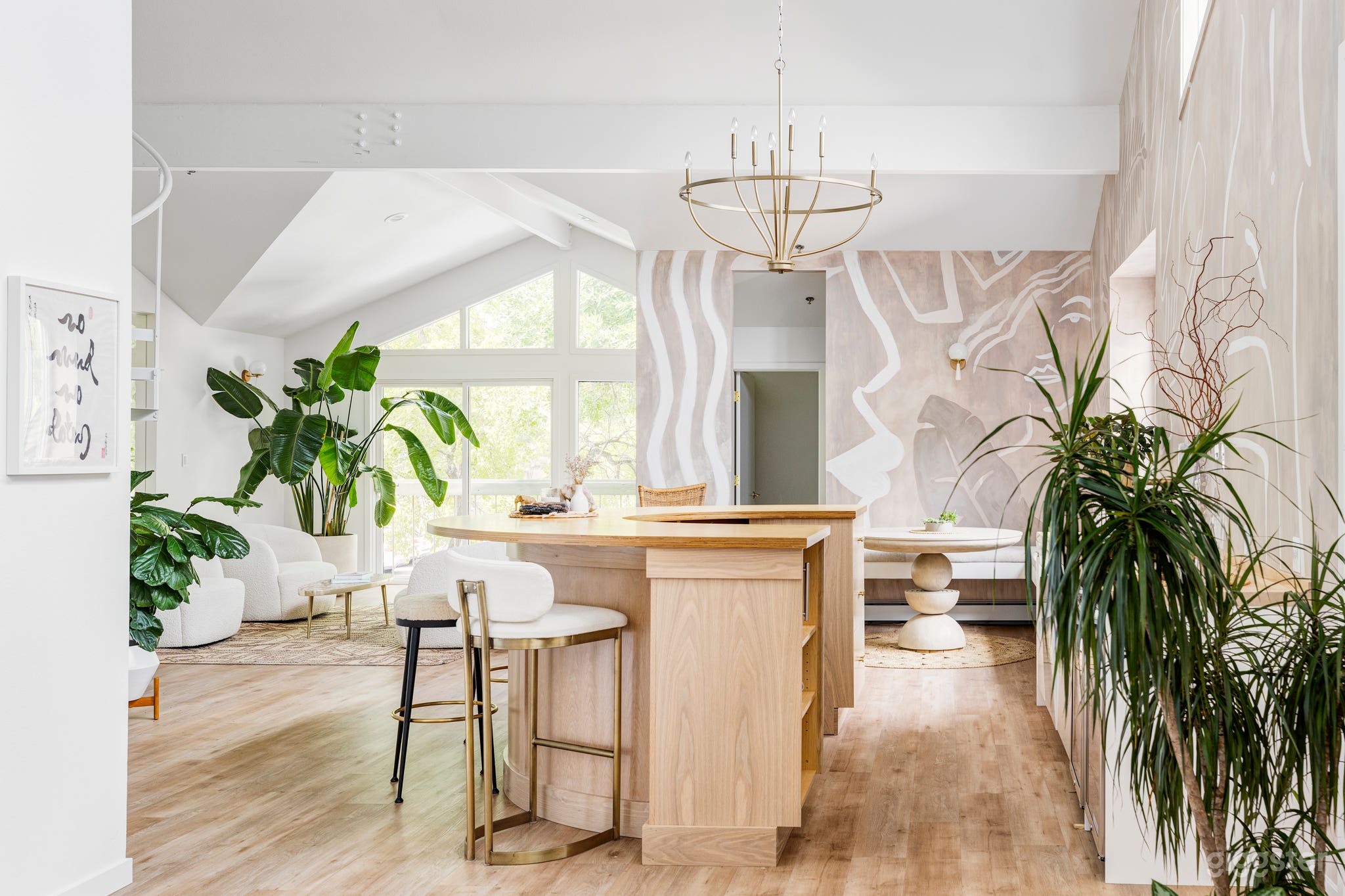 Side view of bar and conversation area.