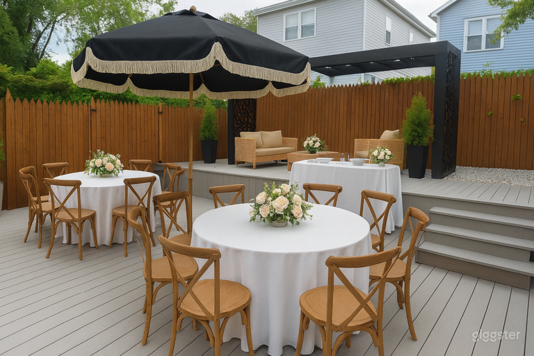  Private party room with outdoor lounge garden with firepit 