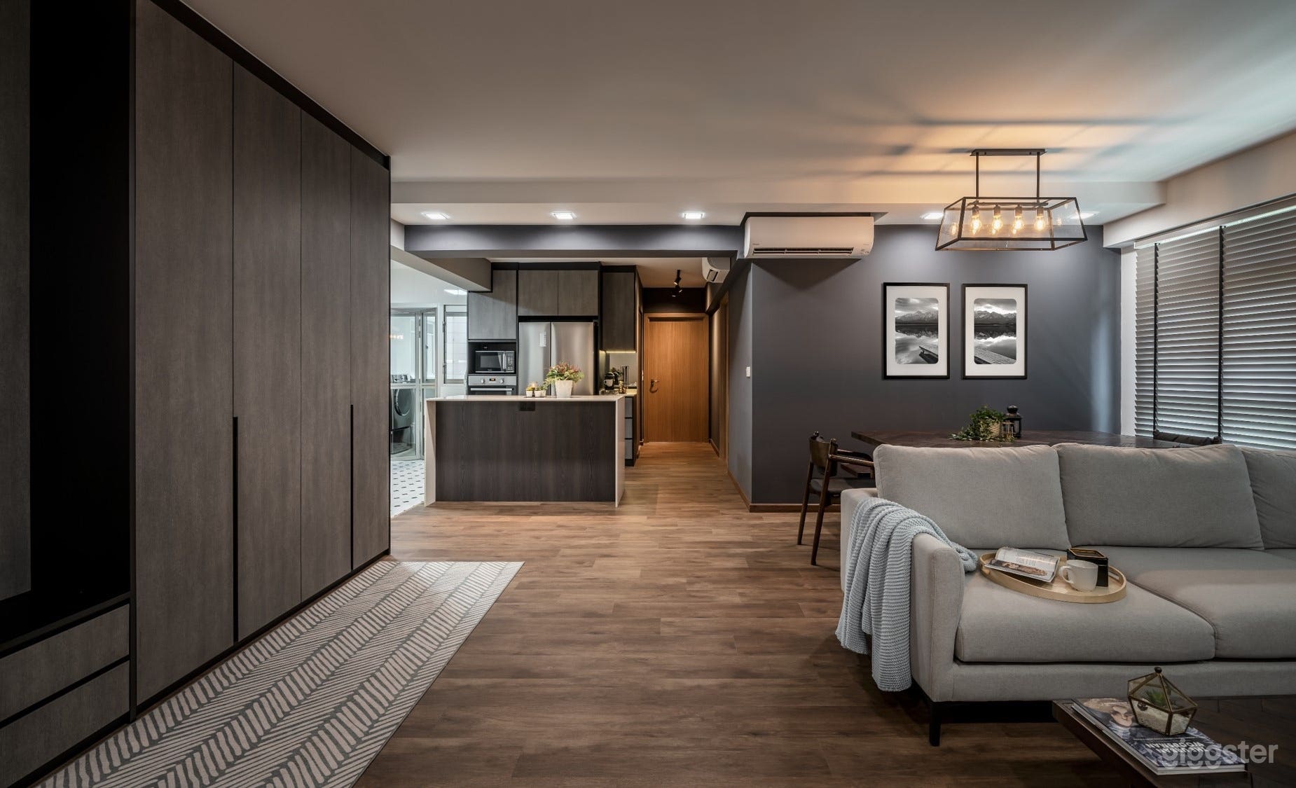 Entrance hall, living room, dining room