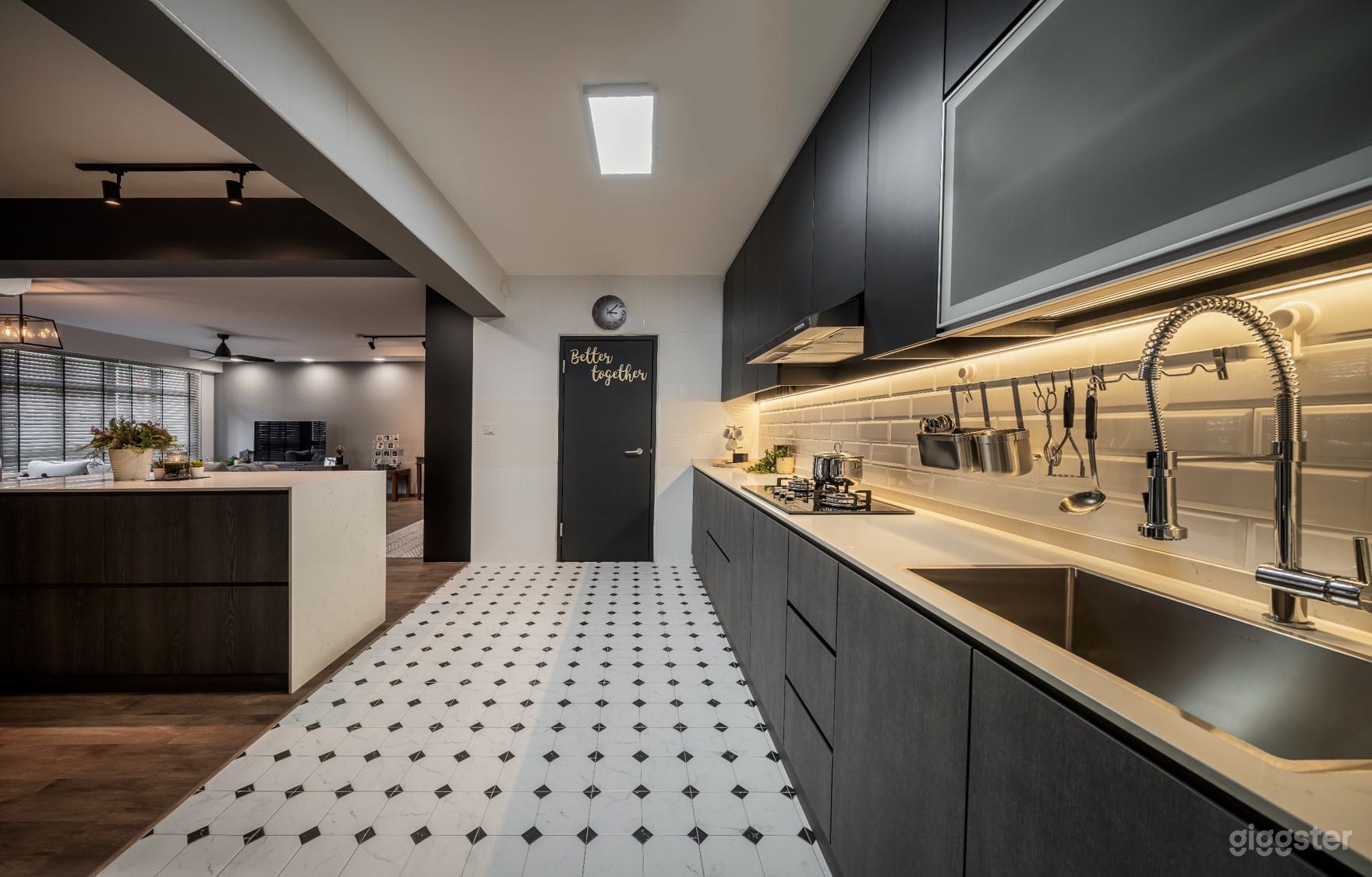 Open kitchen with island