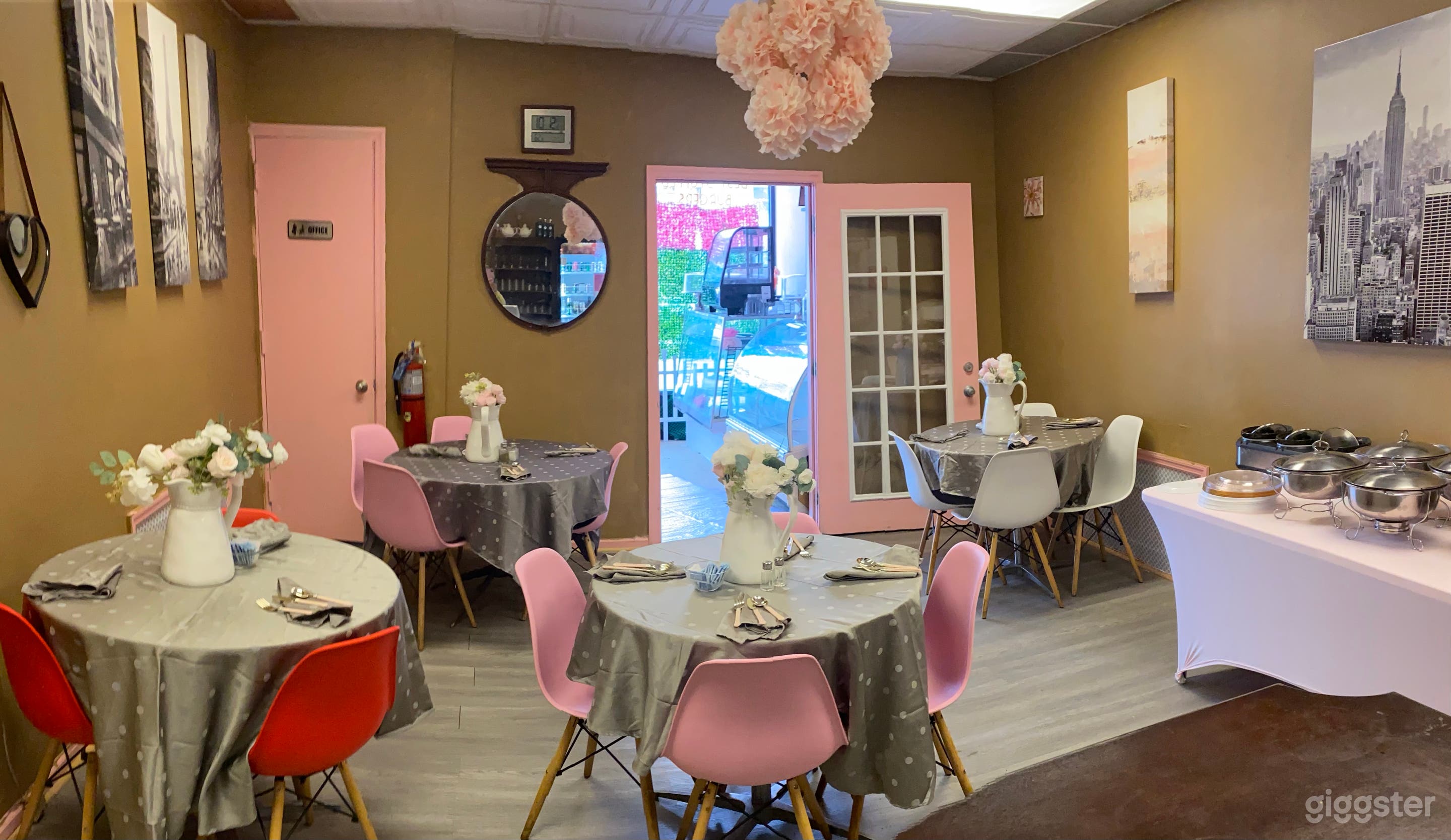 Daytime settings with pastel flowers