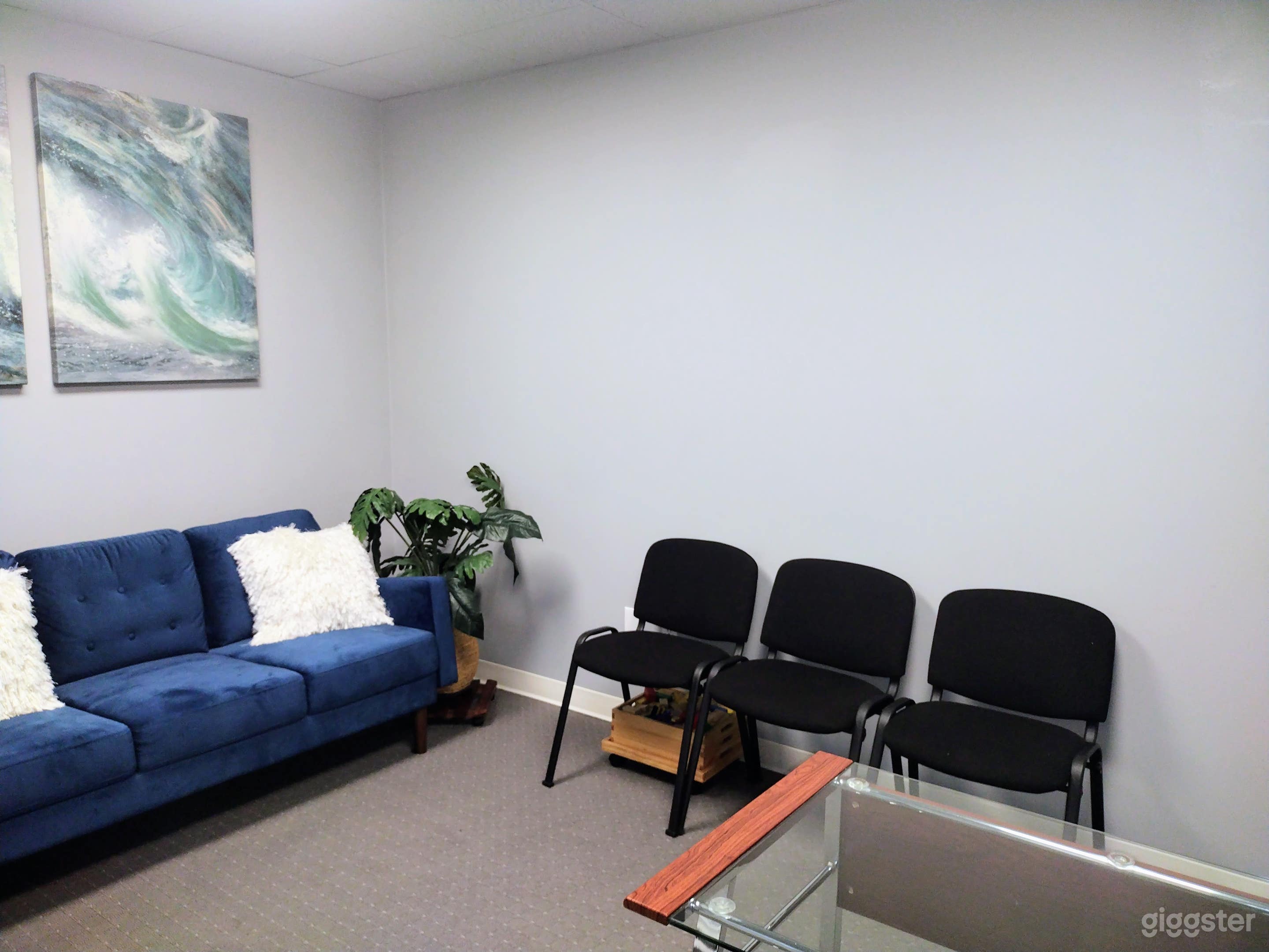 Beautiful blue-themed office featuring serene view Photo 4