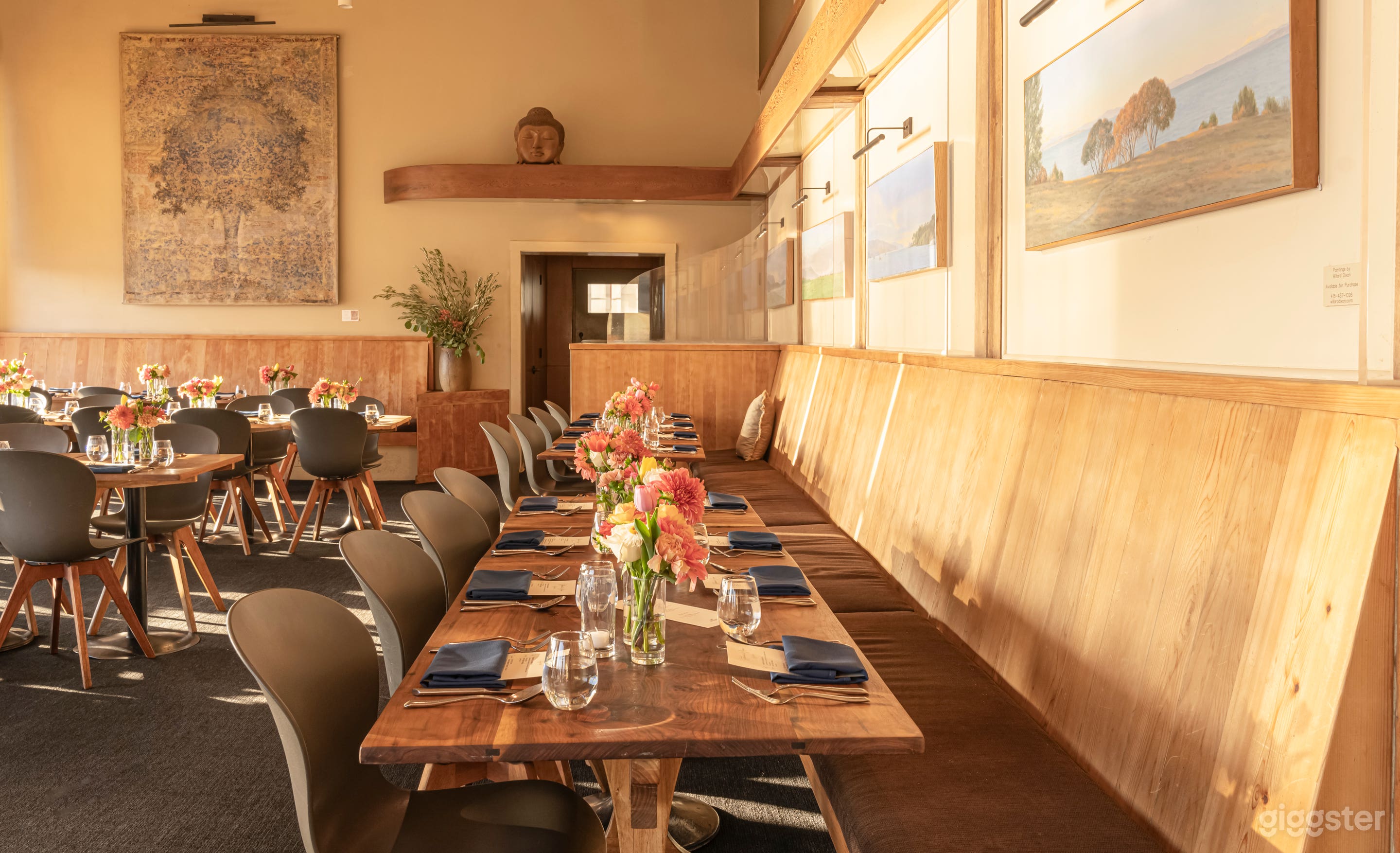 The banquette side of our Main Dining Room. (Windows are off camera to the left).