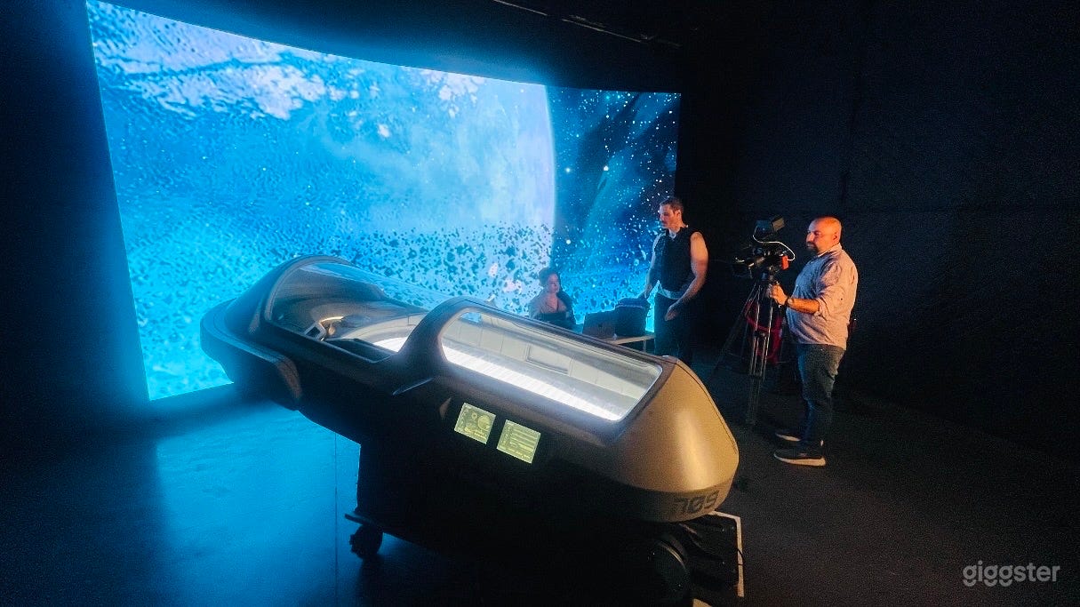 Hibernation Pod infron of the Curved XR-Virtual Production LED Screen