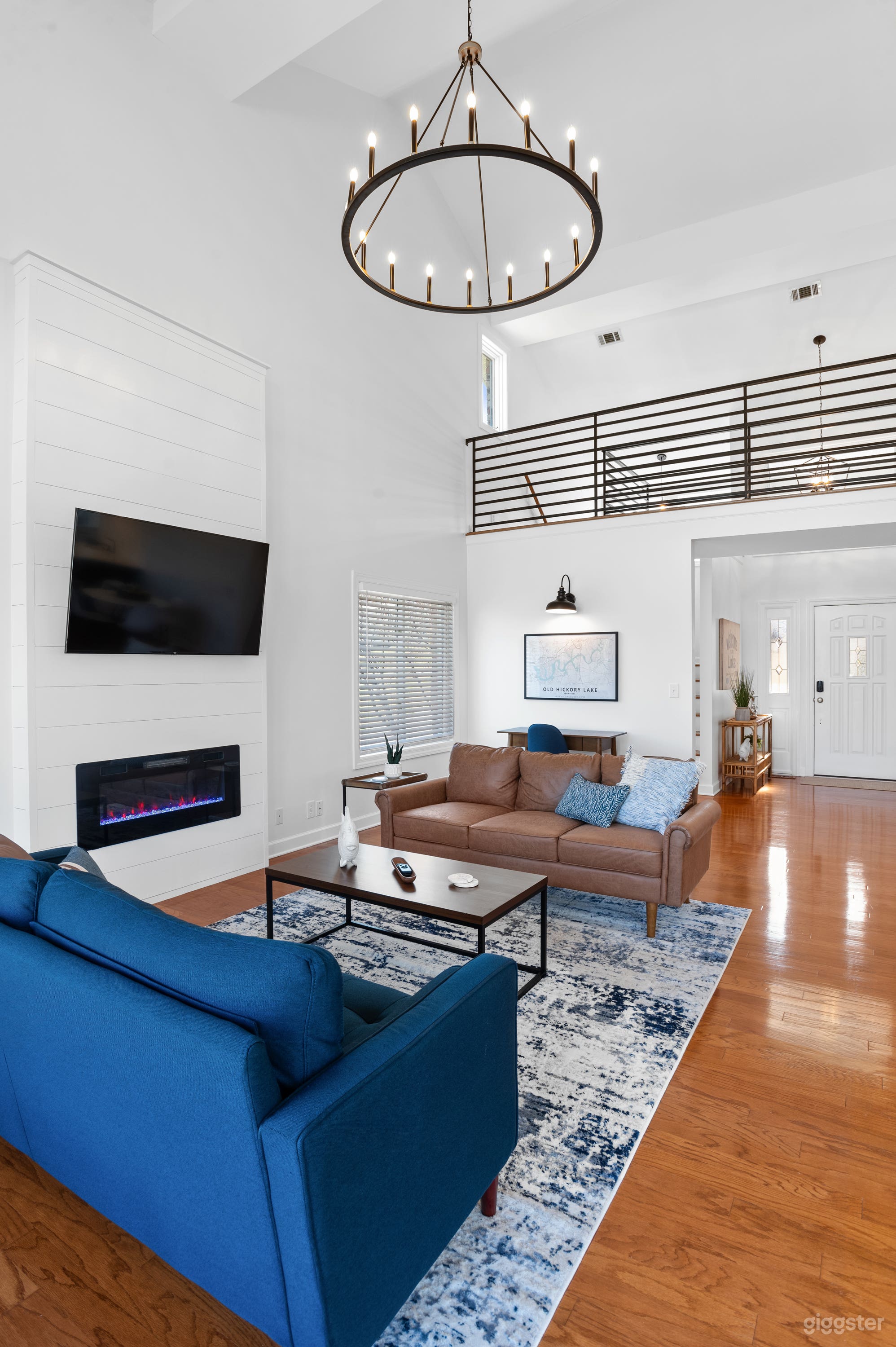 Living Room with Cat Walk Above