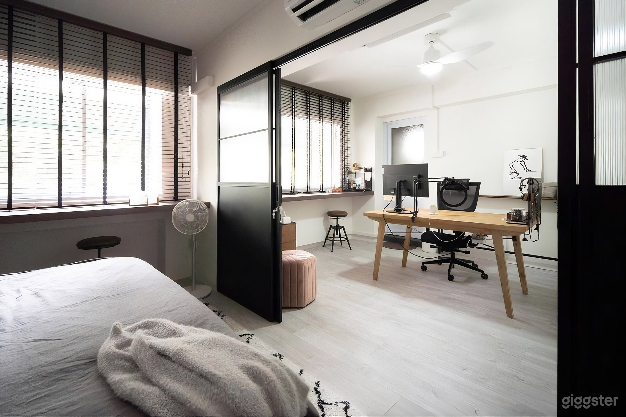 Metal Sliding Door opens into office setu