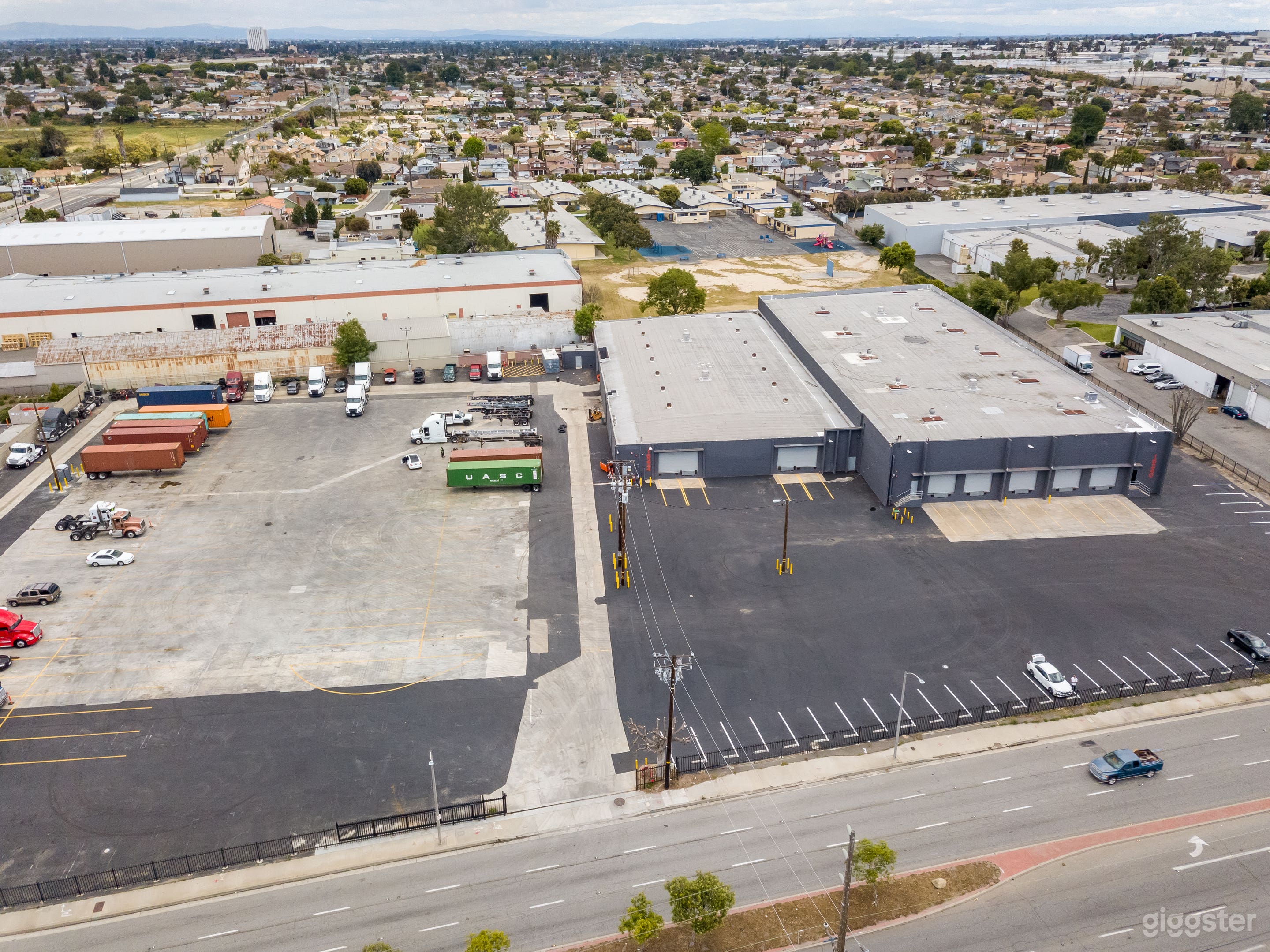 Sky View of the property, you can see the yard and two warehouses