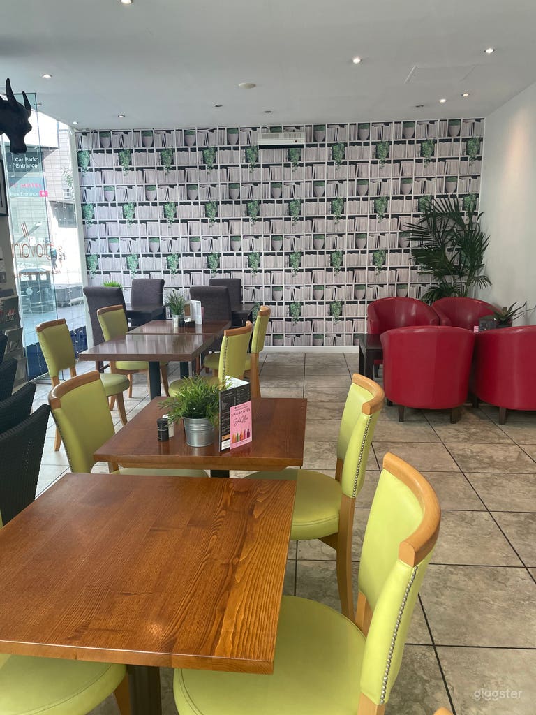  Modern Cafe with Floor to Ceiling Glass Window 