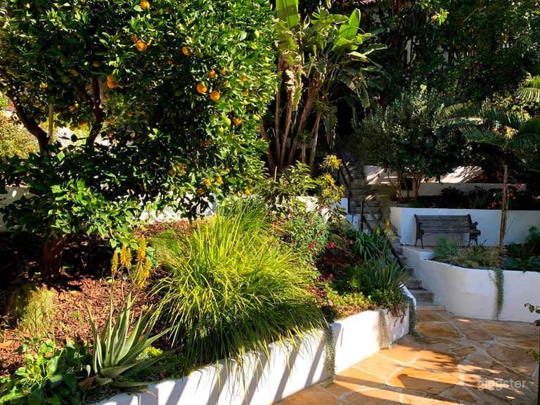  Terraced Spanish Style Garden with Fountain 