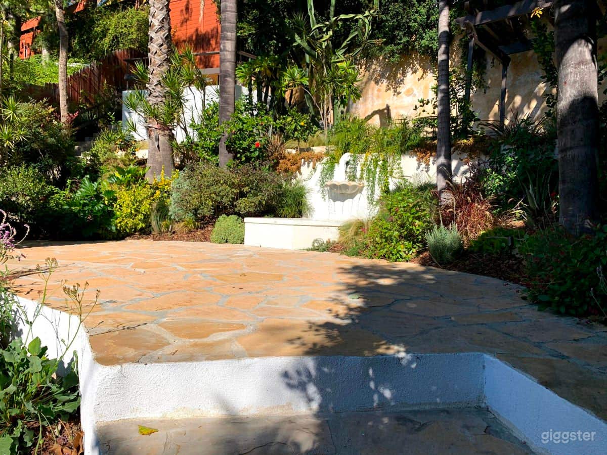 Terraced Spanish Style Garden with Fountain Photo 1