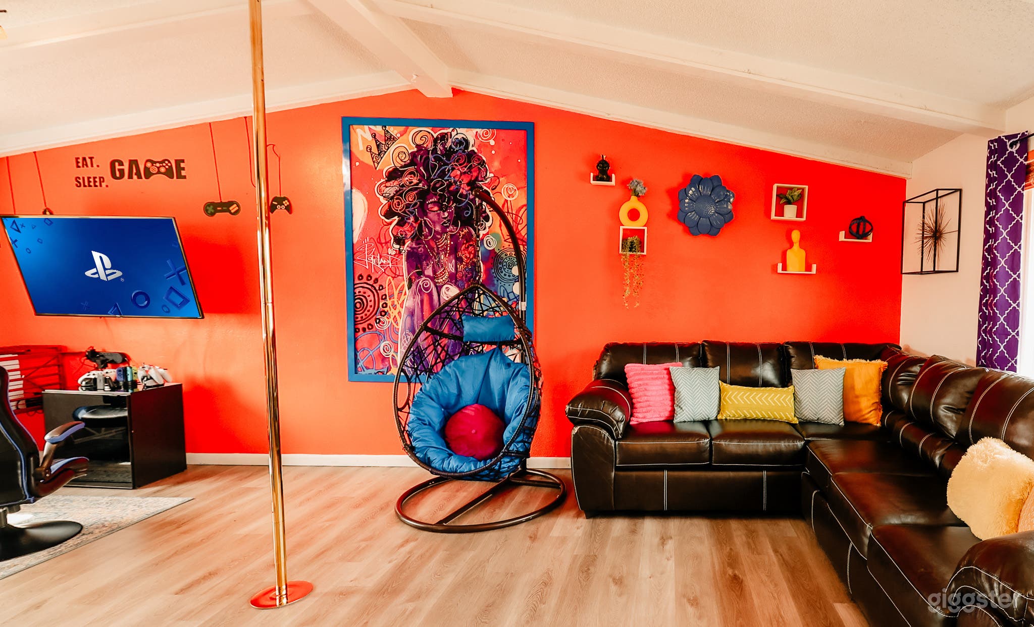 A sturdy dance pole invites expression and fitness, turning any room into a personal studio for pole dancing.