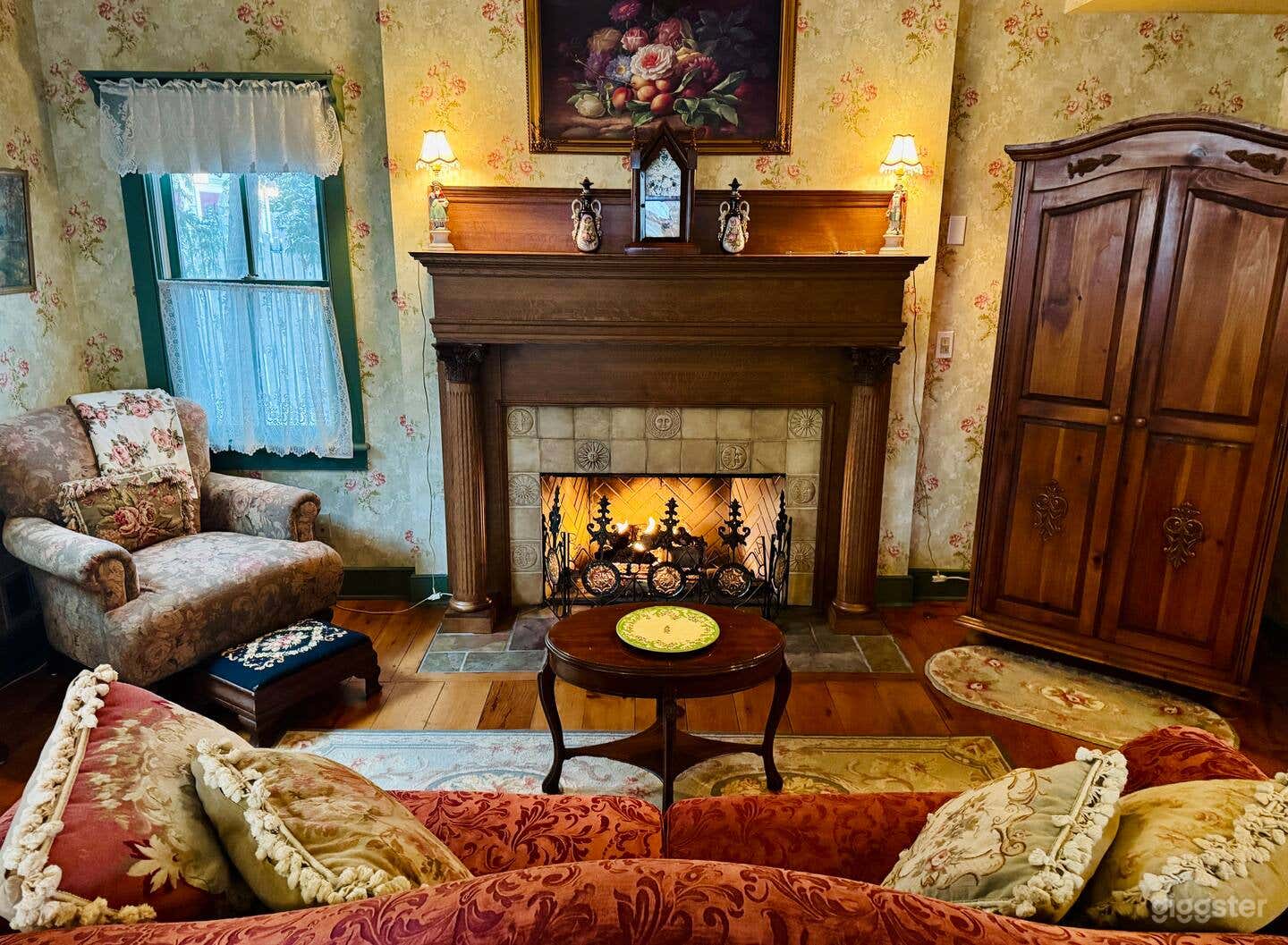 Fireplace in living room area