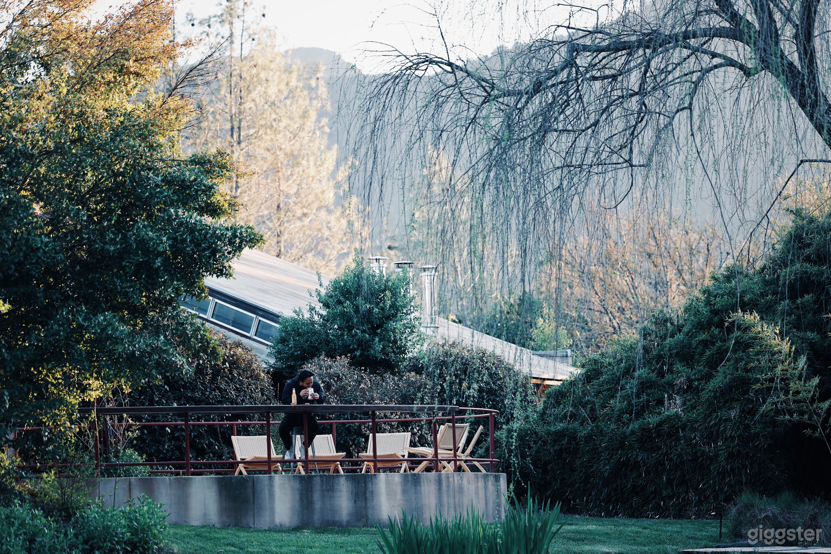 Venue deck overlooking pond