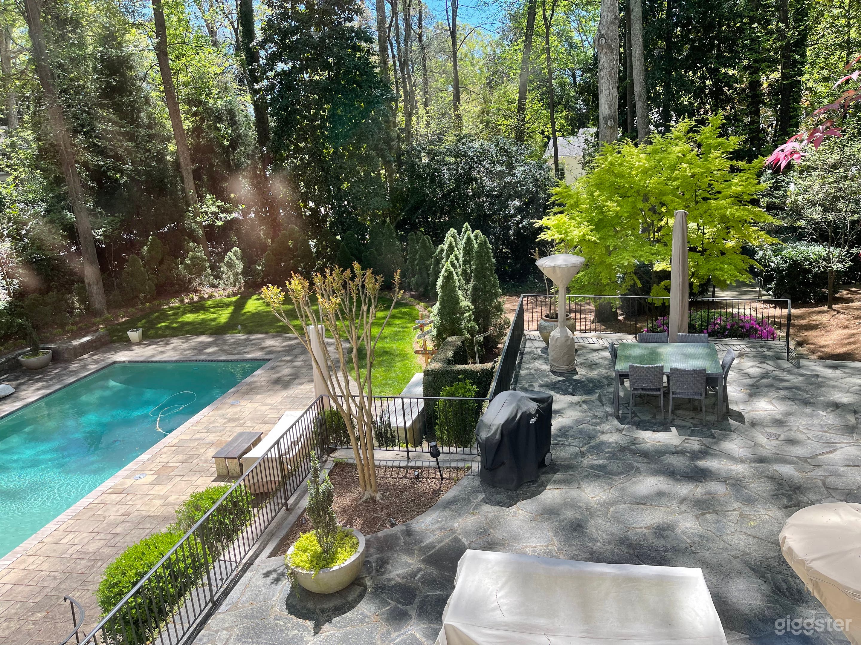 View from the house to the patio and pool levels
