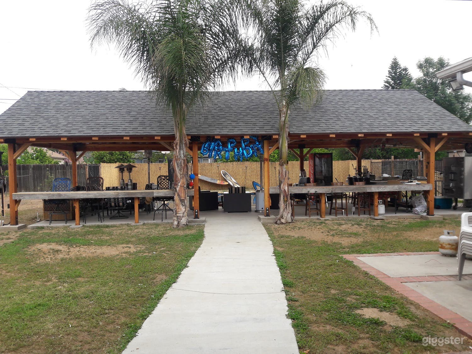 Large 50ft resort style gazebo from rear of house