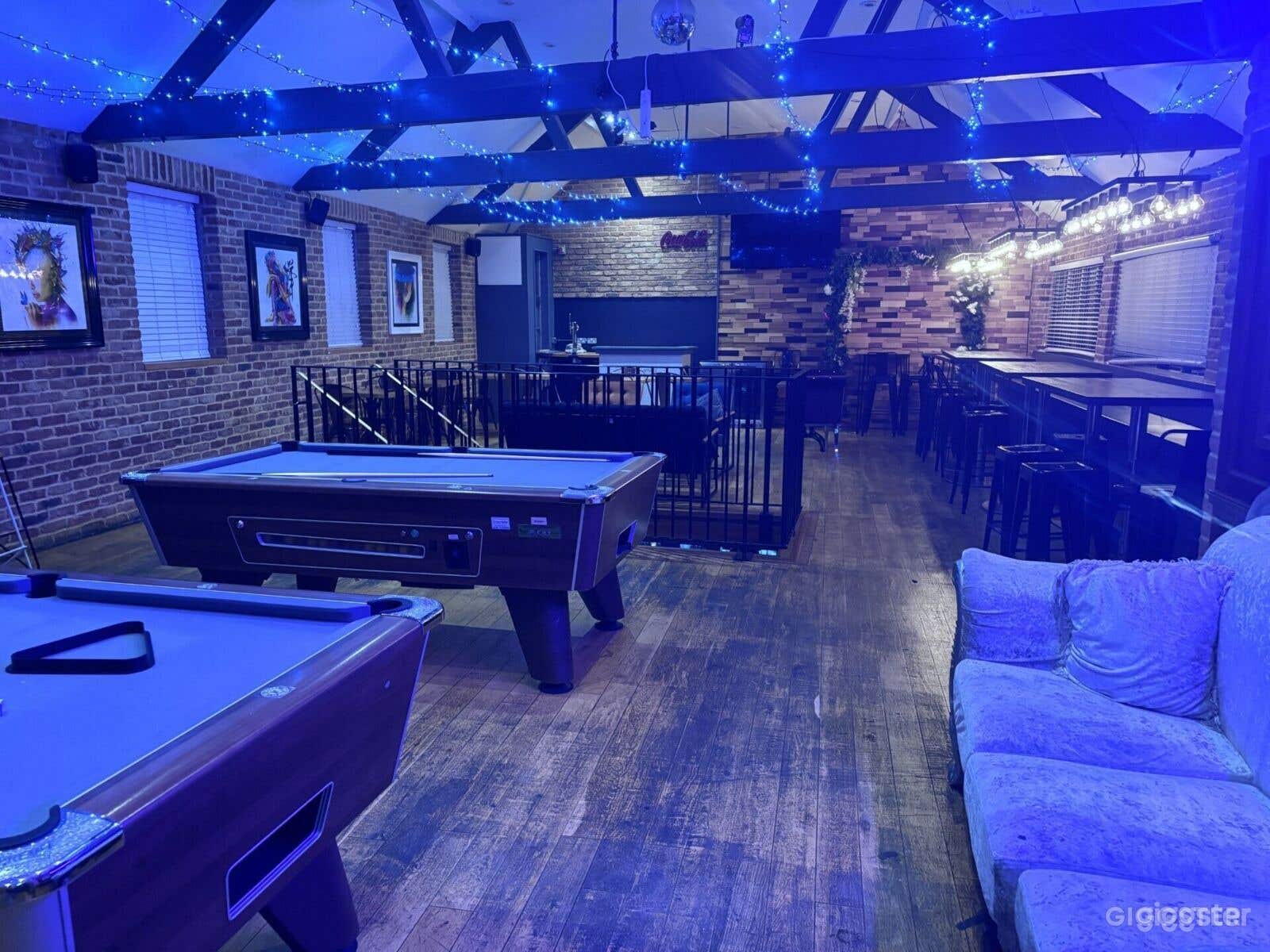 Stylish Upstairs Lounge with Pool Tables for Events &amp; Celebrations Photo 1