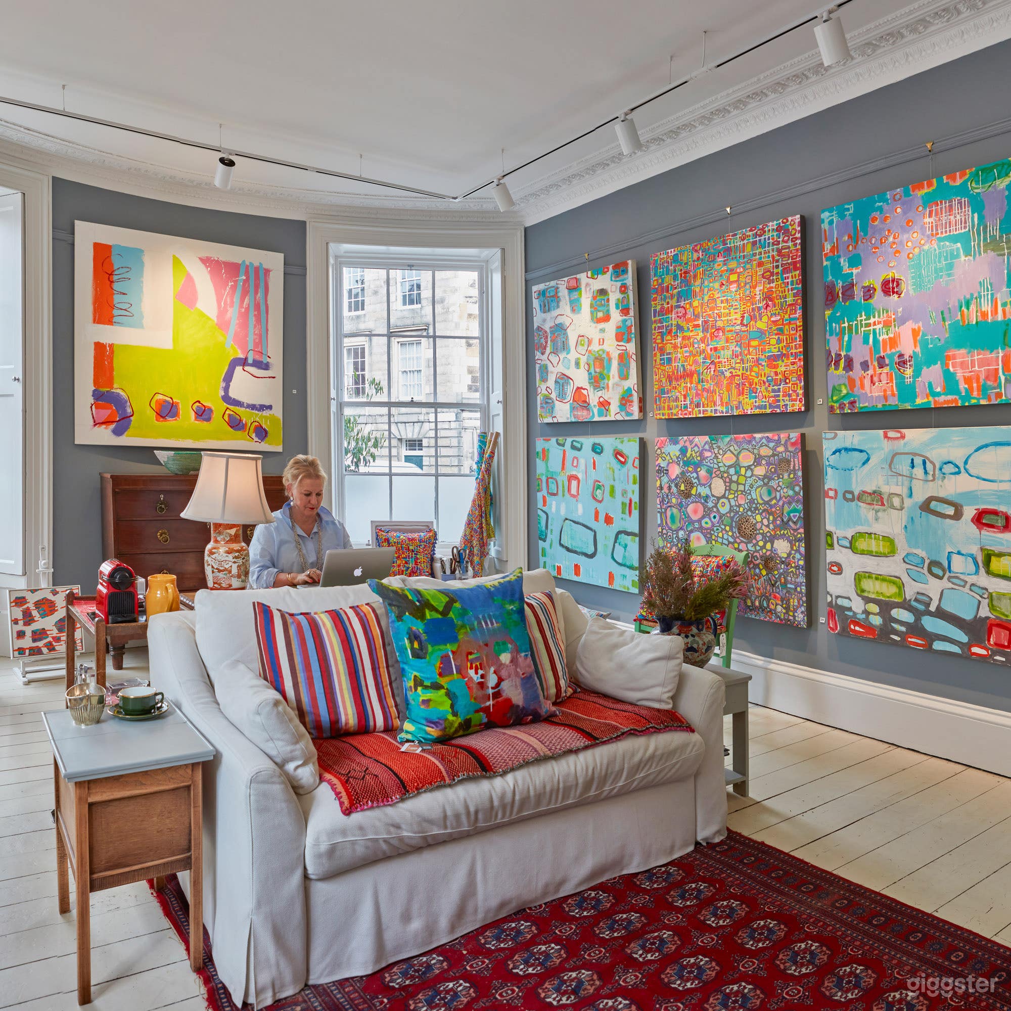 Julia Krone at her desk at her Studio Gallery in Stockbridge.