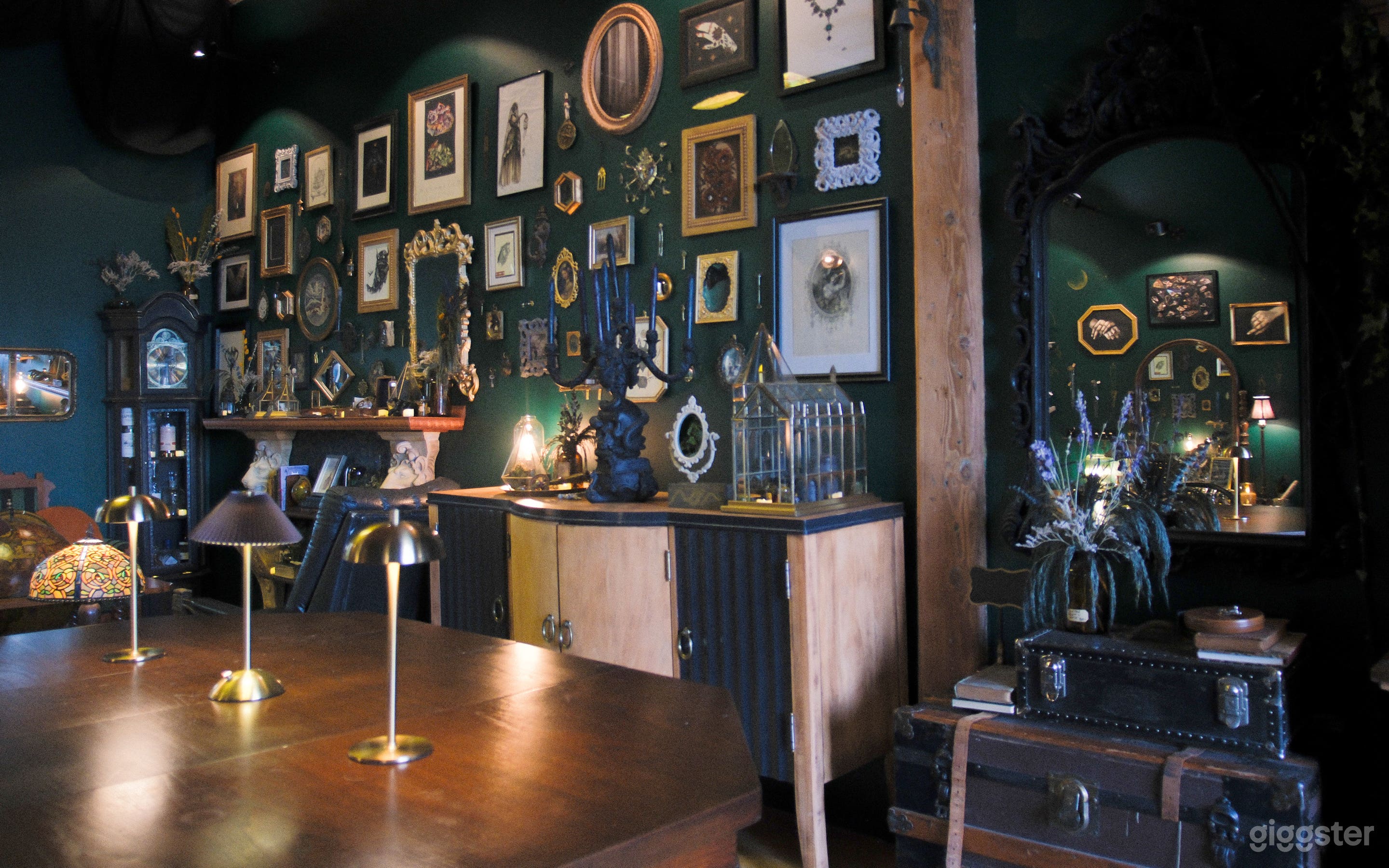 gallery wall full view + large decorative mirror