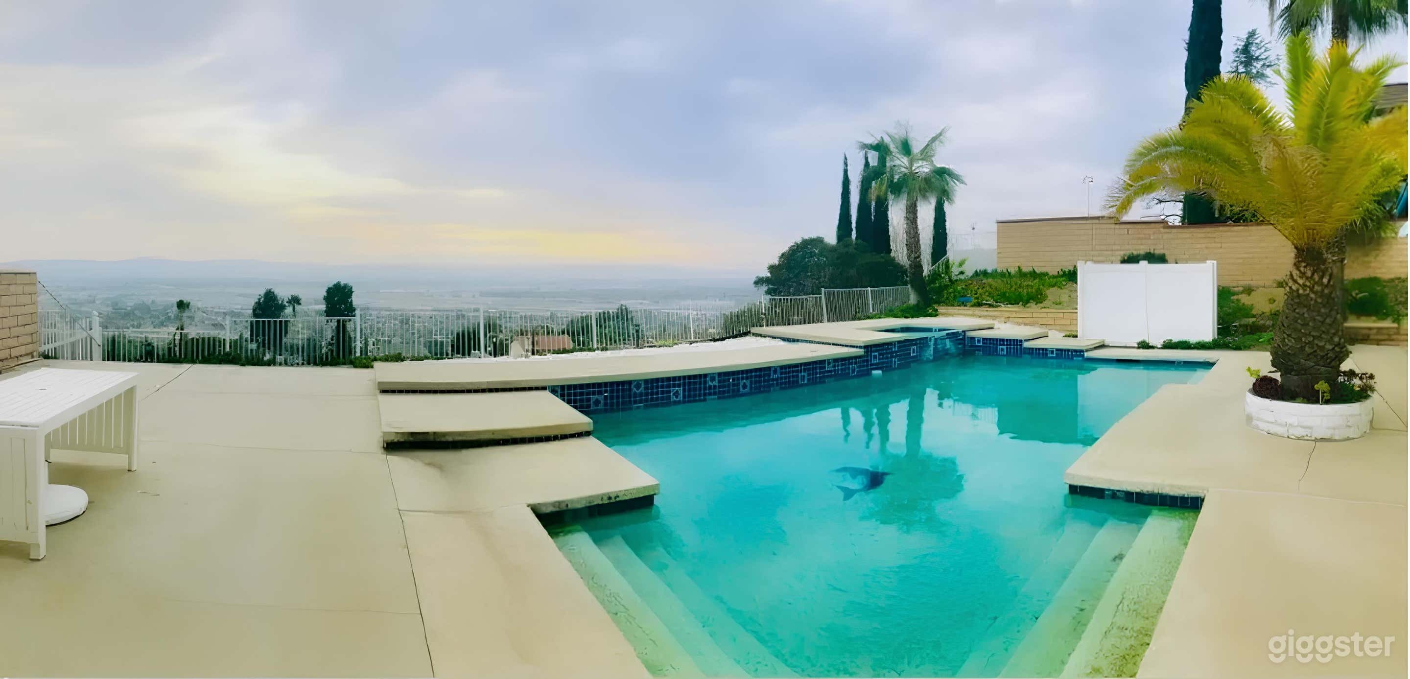 Scenic Hillside Pool with Attached Spa Photo 2
