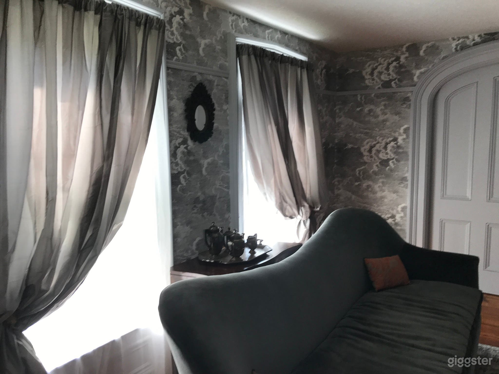 formal living room with period antiques circa 1840