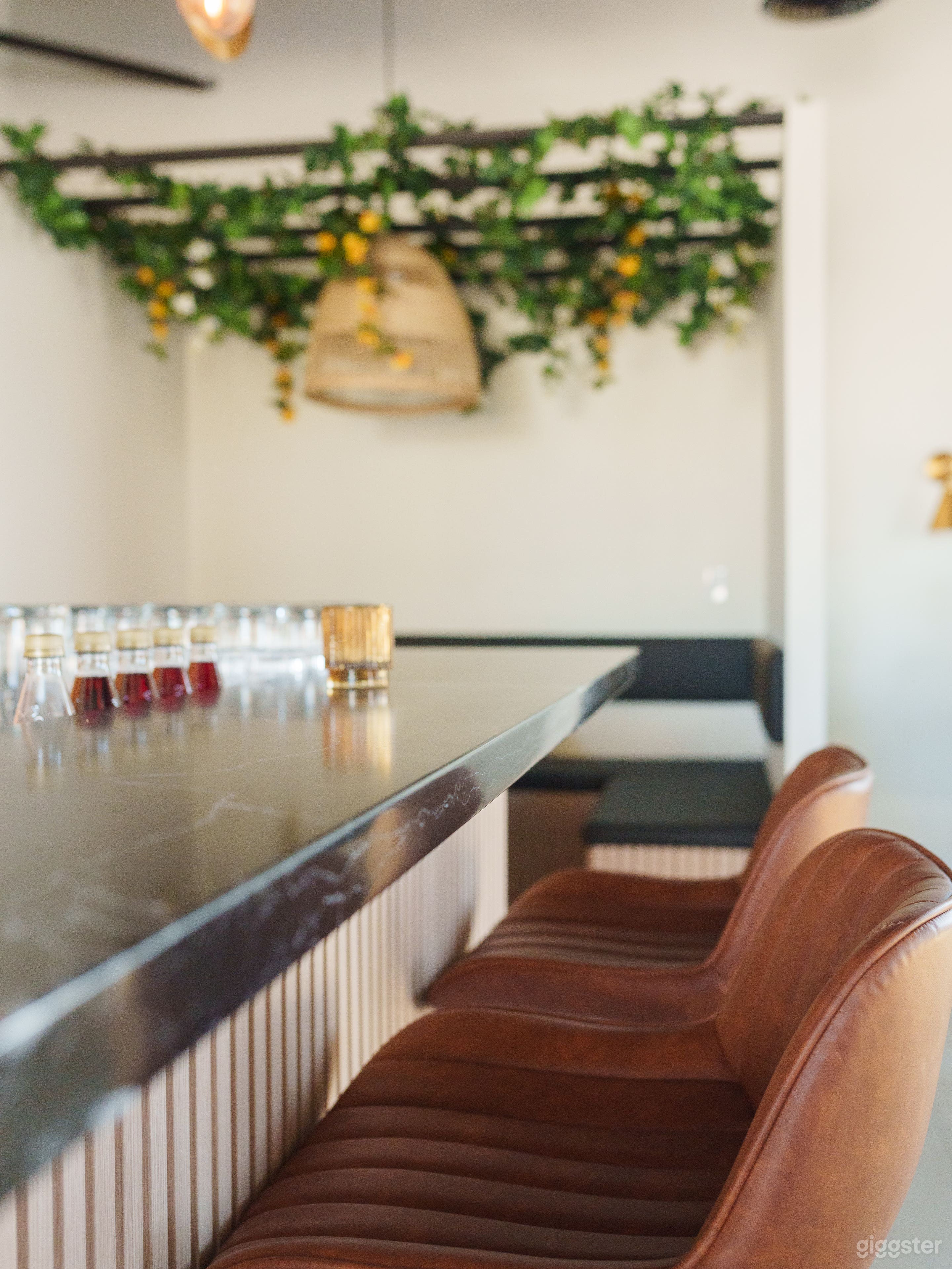 Partial view of the bar and private booth