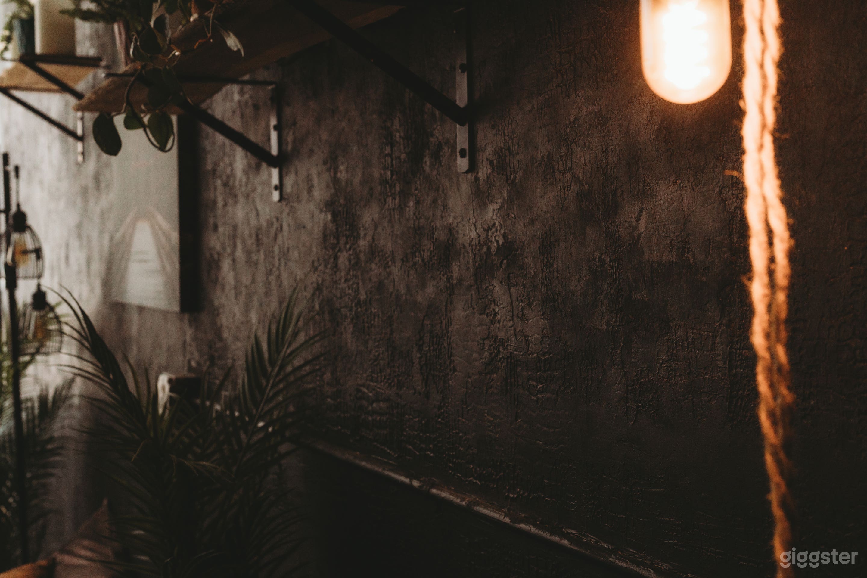 Textured wall behind bed